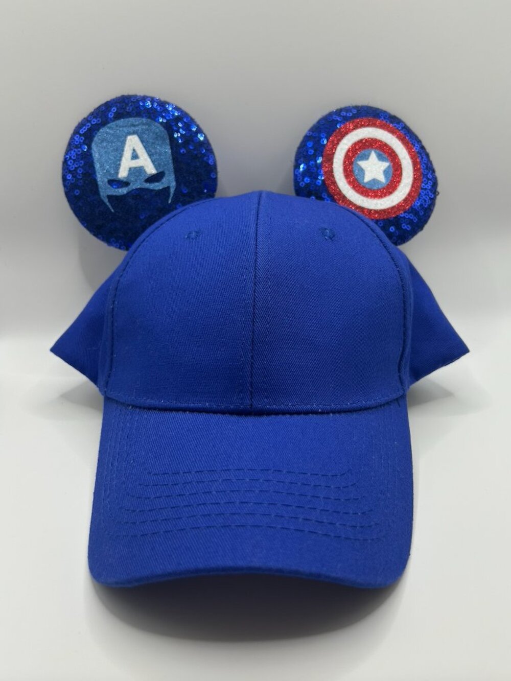 Disney Captain America Mickey Ears Hat Blue Adjustable Marvel Dad Cap